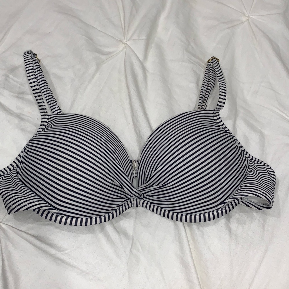 Striped target bikini top